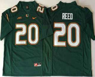 Mens Miami Hurricanes #20 Ed Reed Green Stitched NCAA Nike College Football Jersey